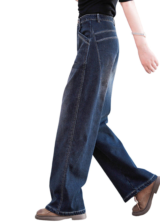 Kvinnors Baggy Denim Byxor Hög Midja 0