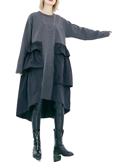 Kvinnors Baggy Klänning med Lång Ärmar 0