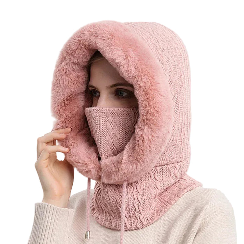 Kvinnors Balaclava med Kabelstickad Design 0