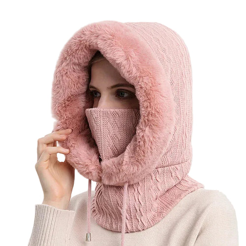 Kvinnors Balaclava med Kabelstickad Design 0