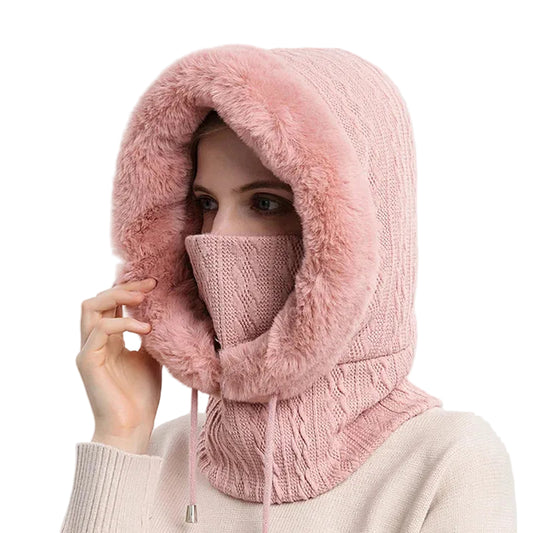 Kvinnors Balaclava med Kabelstickad Design 0
