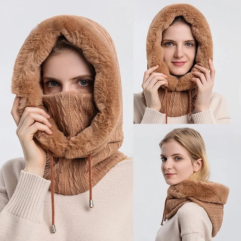 Kvinnors Balaclava med Kabelstickad Design 7