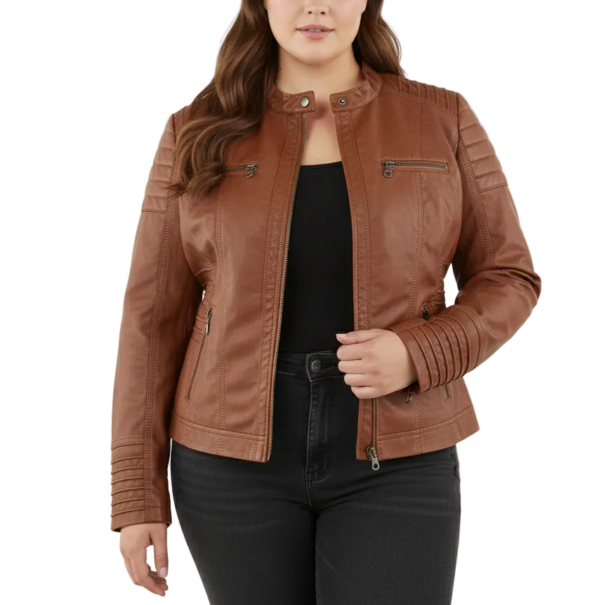 Kvinnors Bikerjacka med Huva och Avtagbar Detalj 0