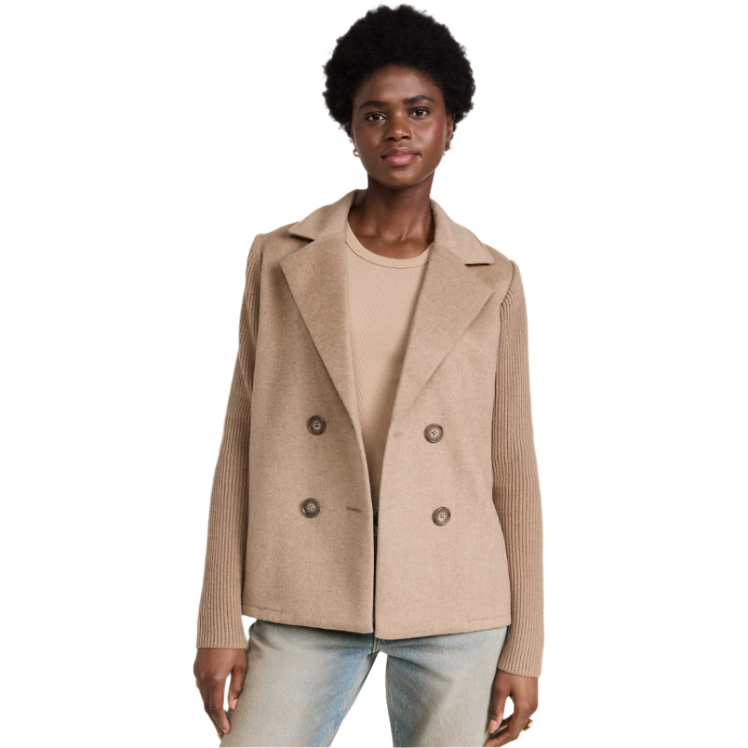 Kvinnors Blazer Kappa Stickad Materialblandning 1