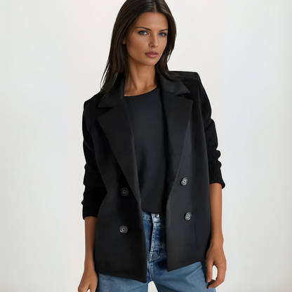 Kvinnors Blazer Kappa Stickad Materialblandning 4