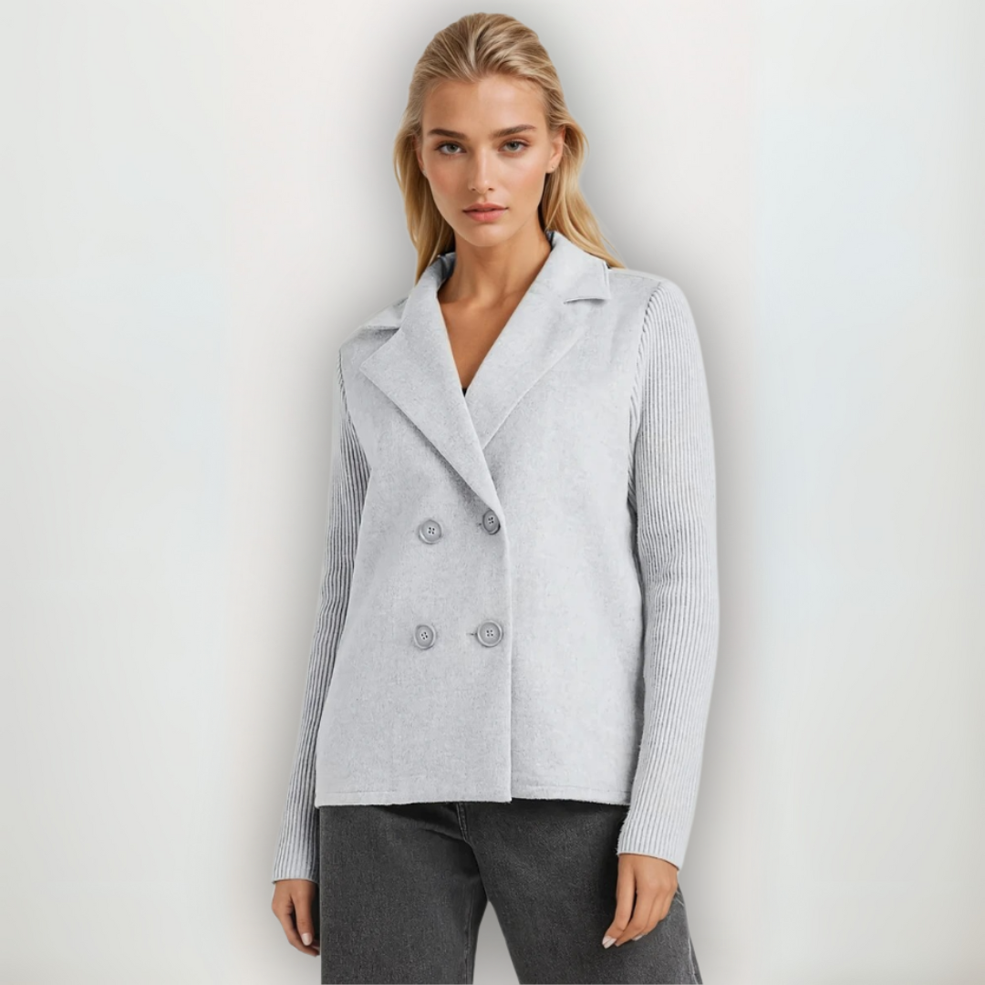 Kvinnors Blazer Kappa Stickad Materialblandning 5