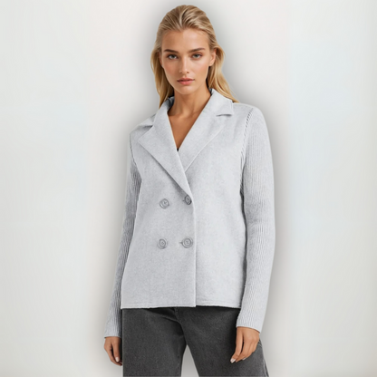 Kvinnors Blazer Kappa Stickad Materialblandning 5