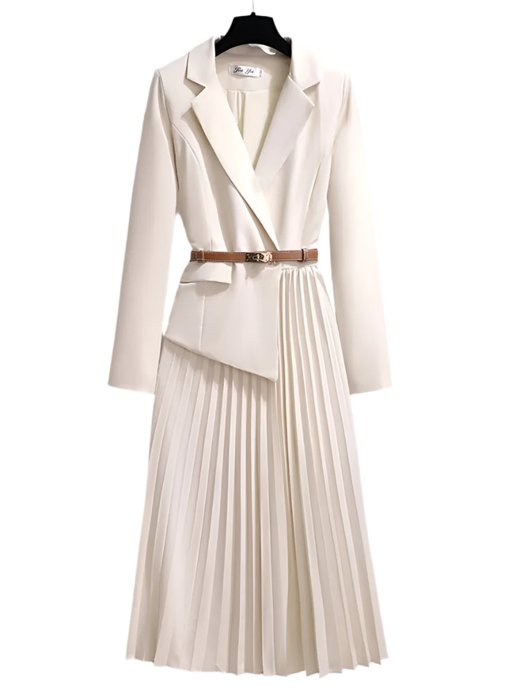 Kvinnors Blazer Klänning Med Plisserad Kjol Polyester 0