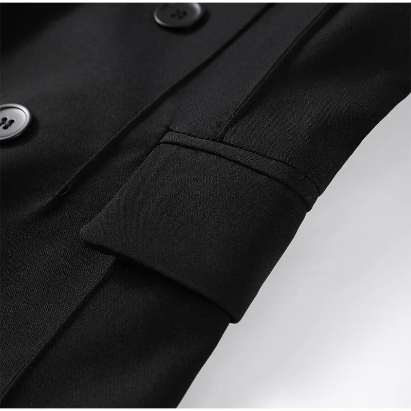 Kvinnors Blazer Set med V-ringning och Vida Ben 4