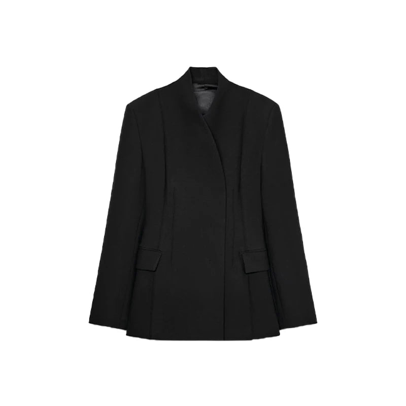 Kvinnors Blazer Set med V-ringning och Vida Ben 6