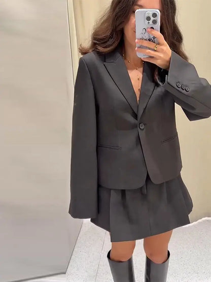 Kvinnors Blazer Set med Vida Ben 11