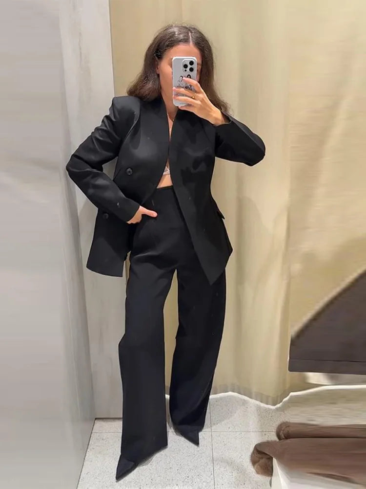 Kvinnors Blazer Set med Vida Ben 1