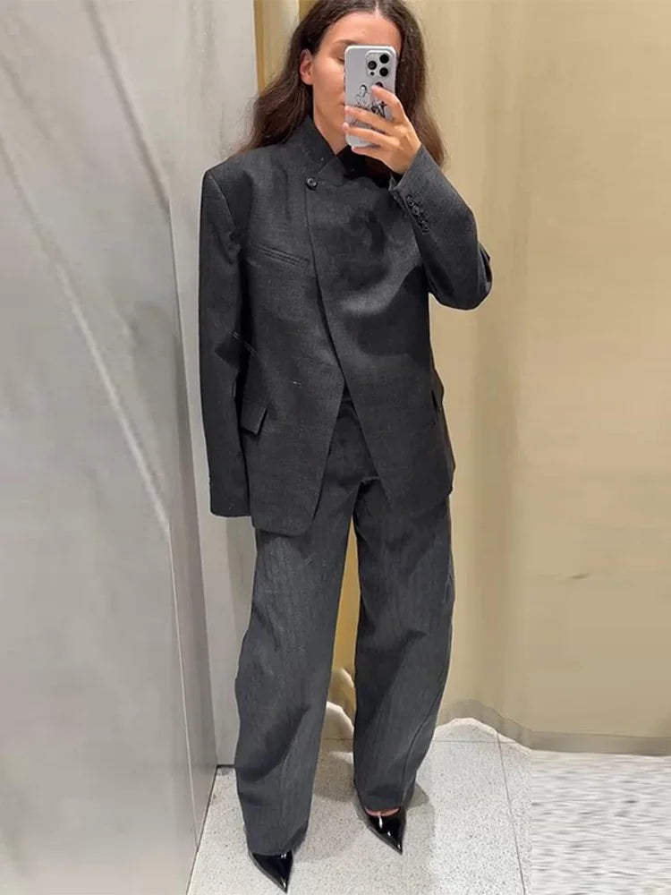 Kvinnors Blazer Set med Vida Ben 2