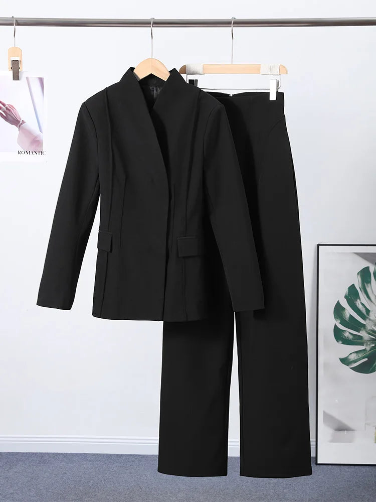 Kvinnors Blazer Set med Vida Ben 4