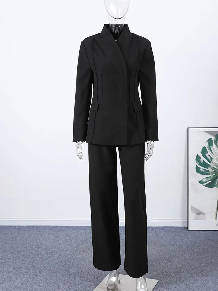 Kvinnors Blazer Set med Vida Ben 5