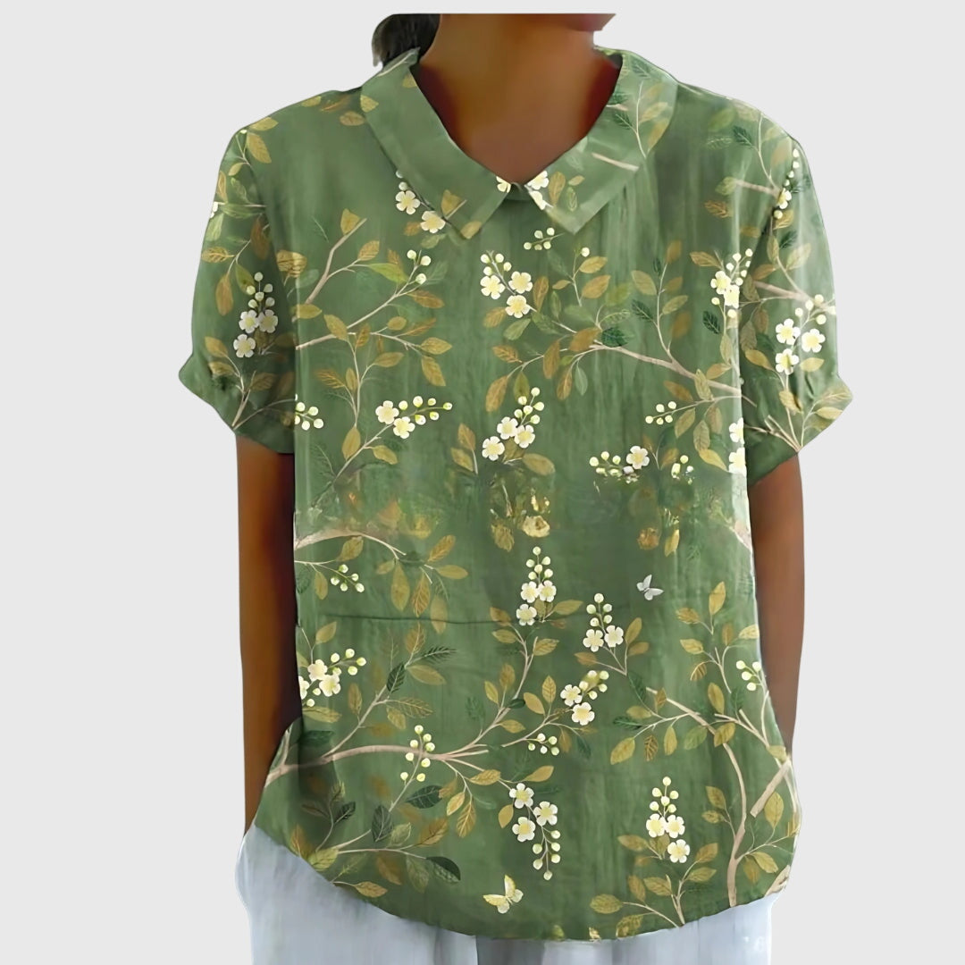 Kvinnors Blommig Blus Avslappnad Stil 10