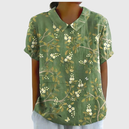 Kvinnors Blommig Blus Avslappnad Stil 10