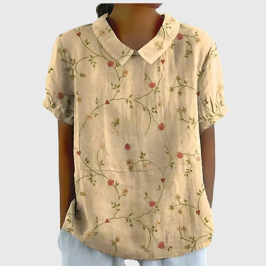 Kvinnors Blommig Blus Avslappnad Stil 2