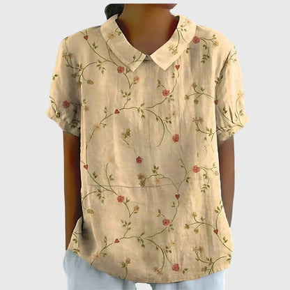 Kvinnors Blommig Blus Avslappnad Stil 2