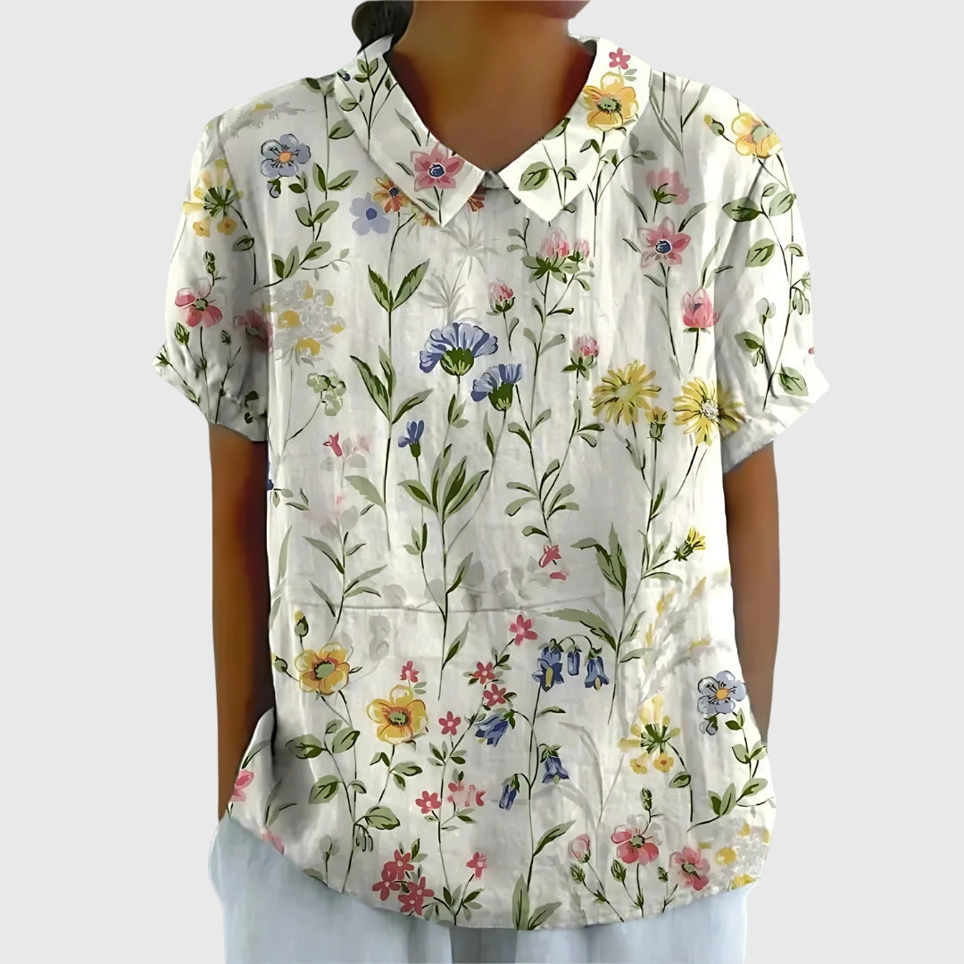 Kvinnors Blommig Blus Avslappnad Stil 3