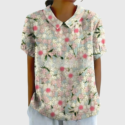 Kvinnors Blommig Blus Avslappnad Stil 5
