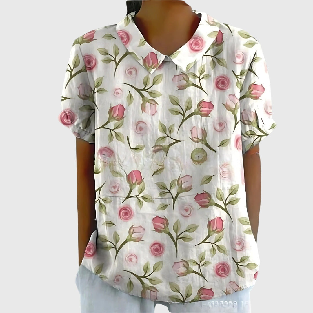 Kvinnors Blommig Blus Avslappnad Stil 7