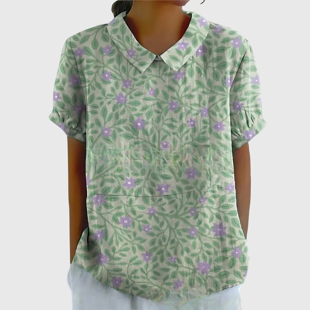 Kvinnors Blommig Blus Avslappnad Stil 8