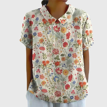 Kvinnors Blommig Blus Avslappnad Stil 9