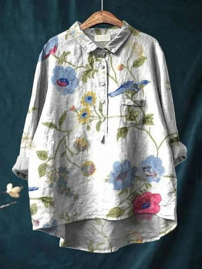 Kvinnors Blommig Blus Tidlös Stil 12