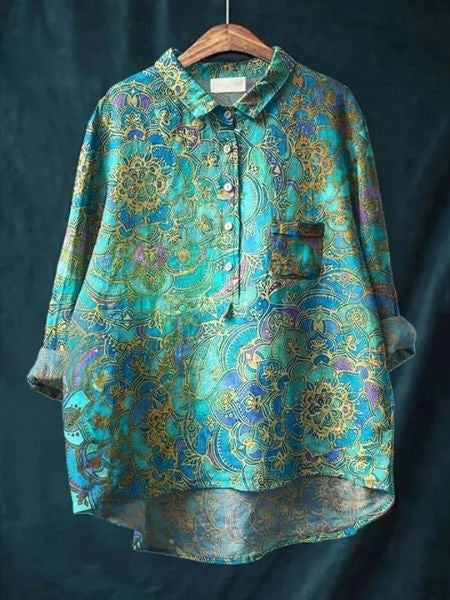 Kvinnors Blommig Blus Tidlös Stil 13