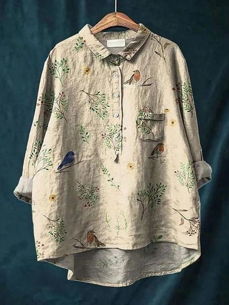 Kvinnors Blommig Blus Tidlös Stil 4
