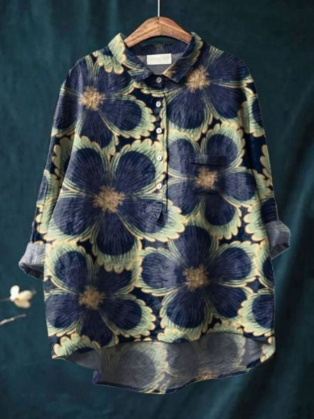 Kvinnors Blommig Blus Tidlös Stil 6