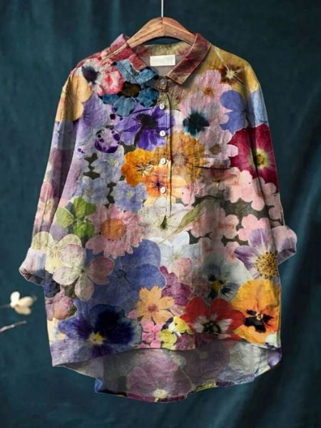 Kvinnors Blommig Blus Tidlös Stil 8