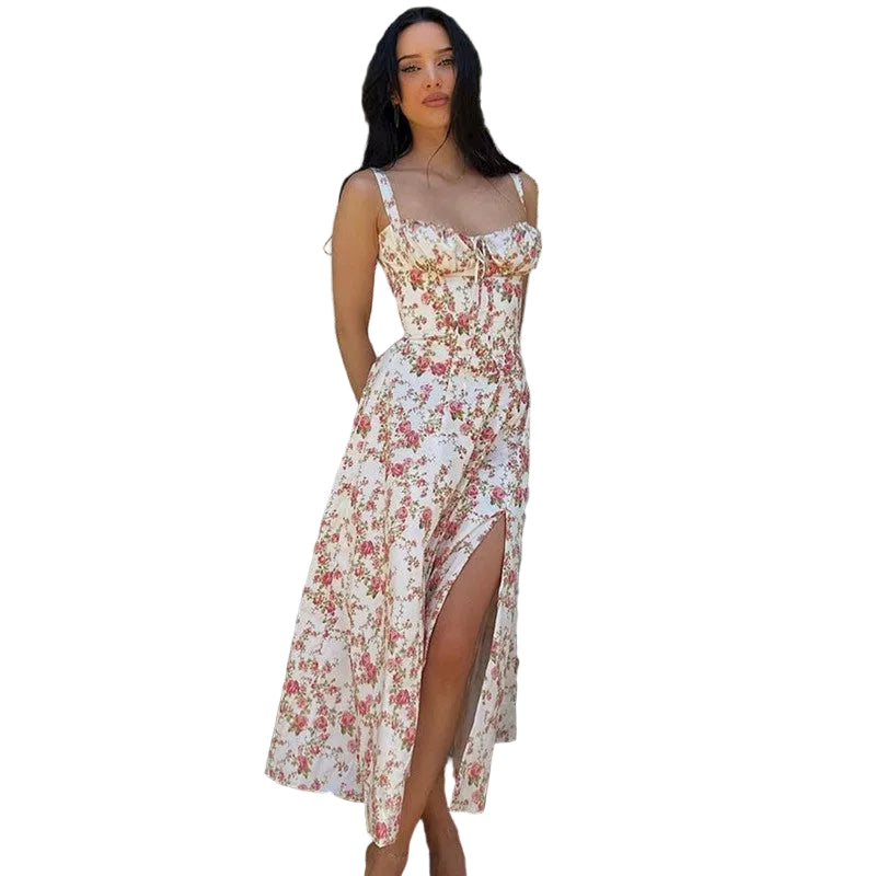 Kvinnors Blommig Bustier Klänning 0