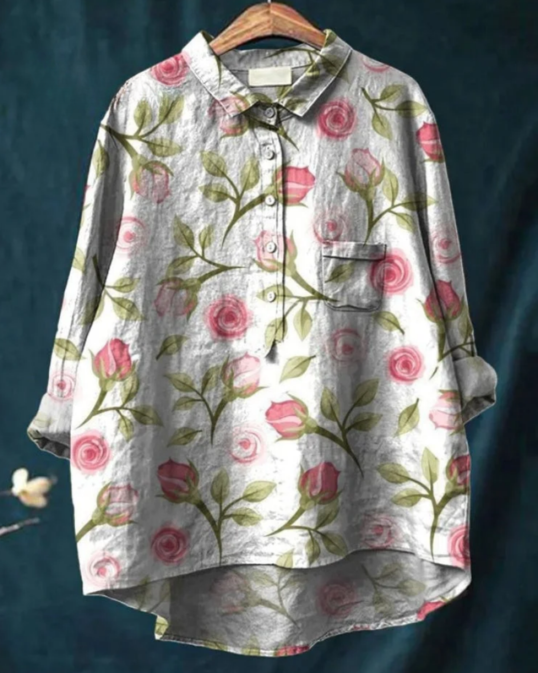 Kvinnors Blommig Button Down Skjorta Klassisk Stil 4