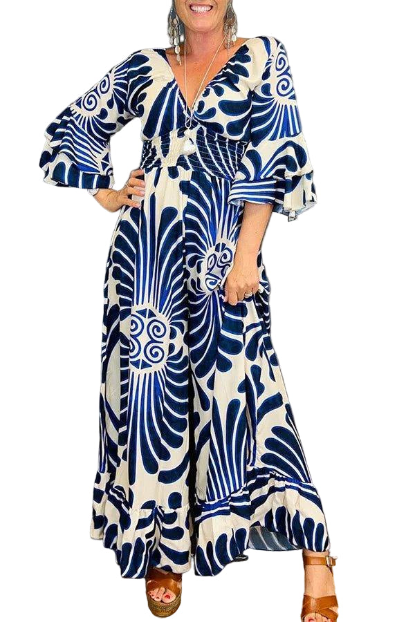 Kvinnors Blommig Jumpsuit med Volanger 0