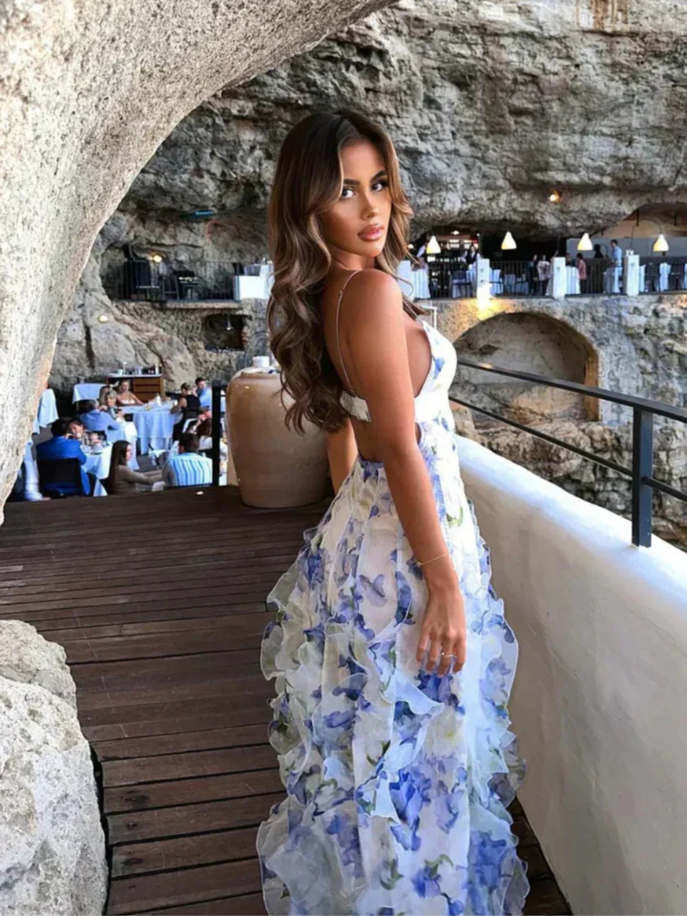 Kvinnors Blommig Klänning med Volanger 3