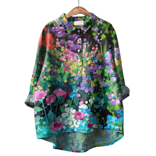 Kvinnors Blommig Skjorta Artisan Stil Casual 0