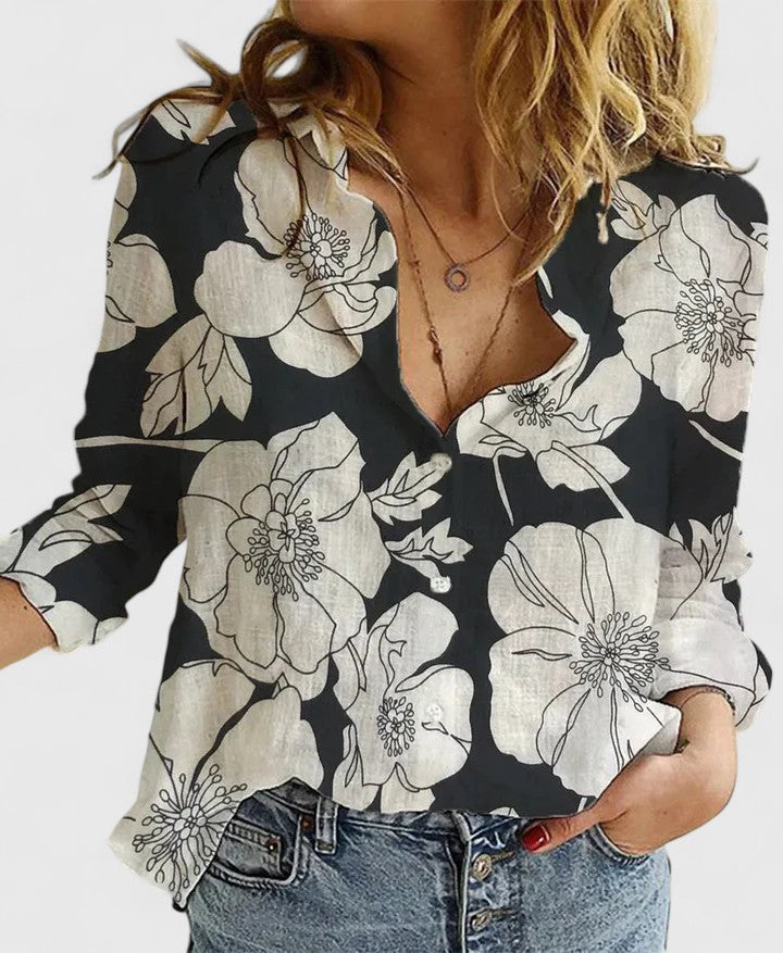 Kvinnors Blus Button-Down Stil 1