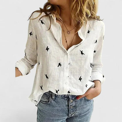 Kvinnors Blus Button-Down Stil 6