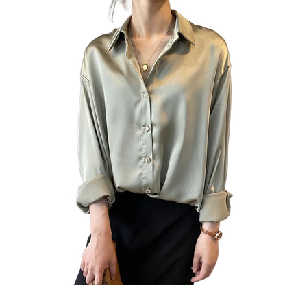 Kvinnors Blus Med Öppen Krage Modern Stil 0