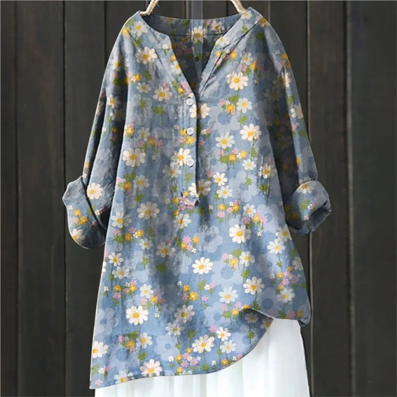 Kvinnors Blus med Blommönster 4