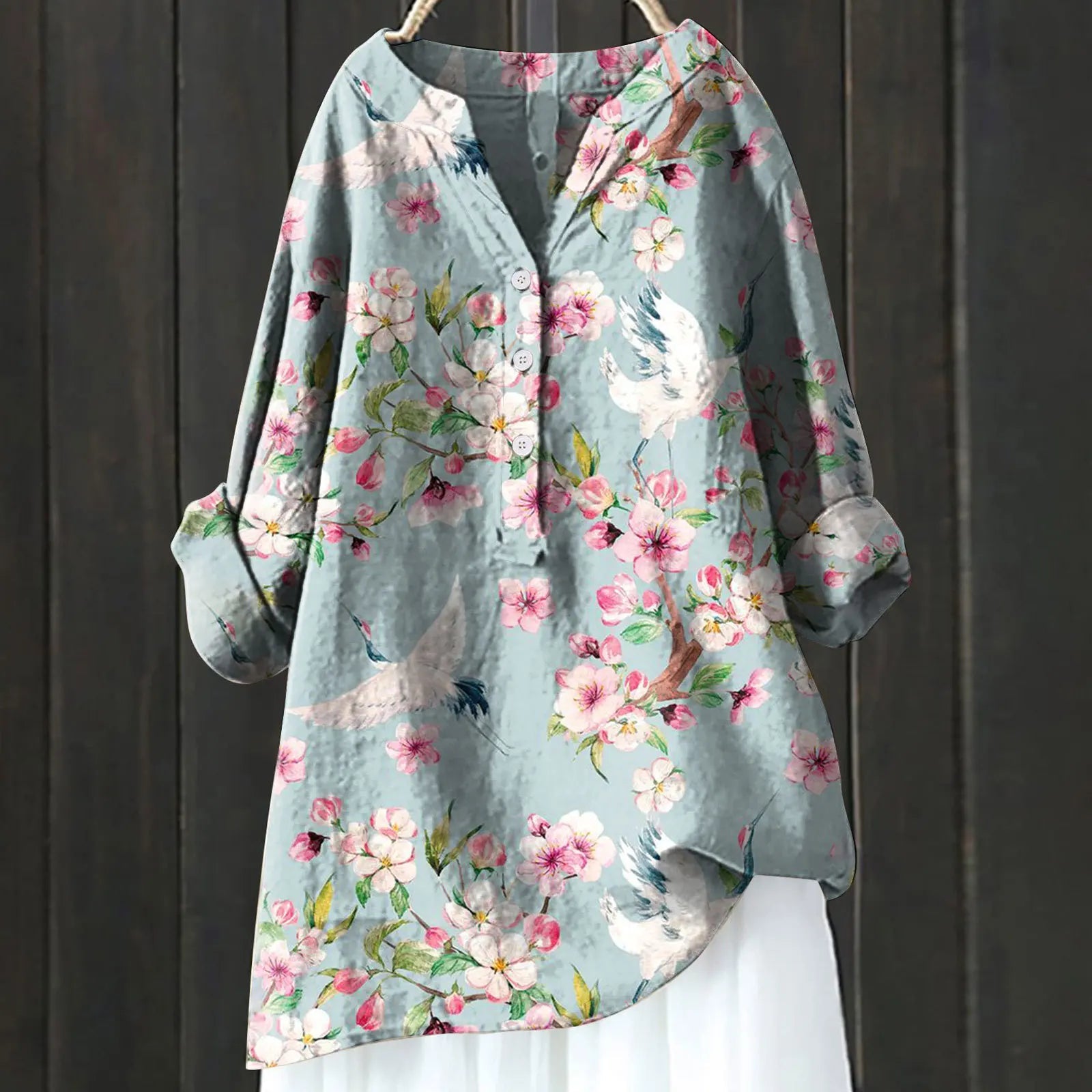 Kvinnors Blus med Blommönster 7