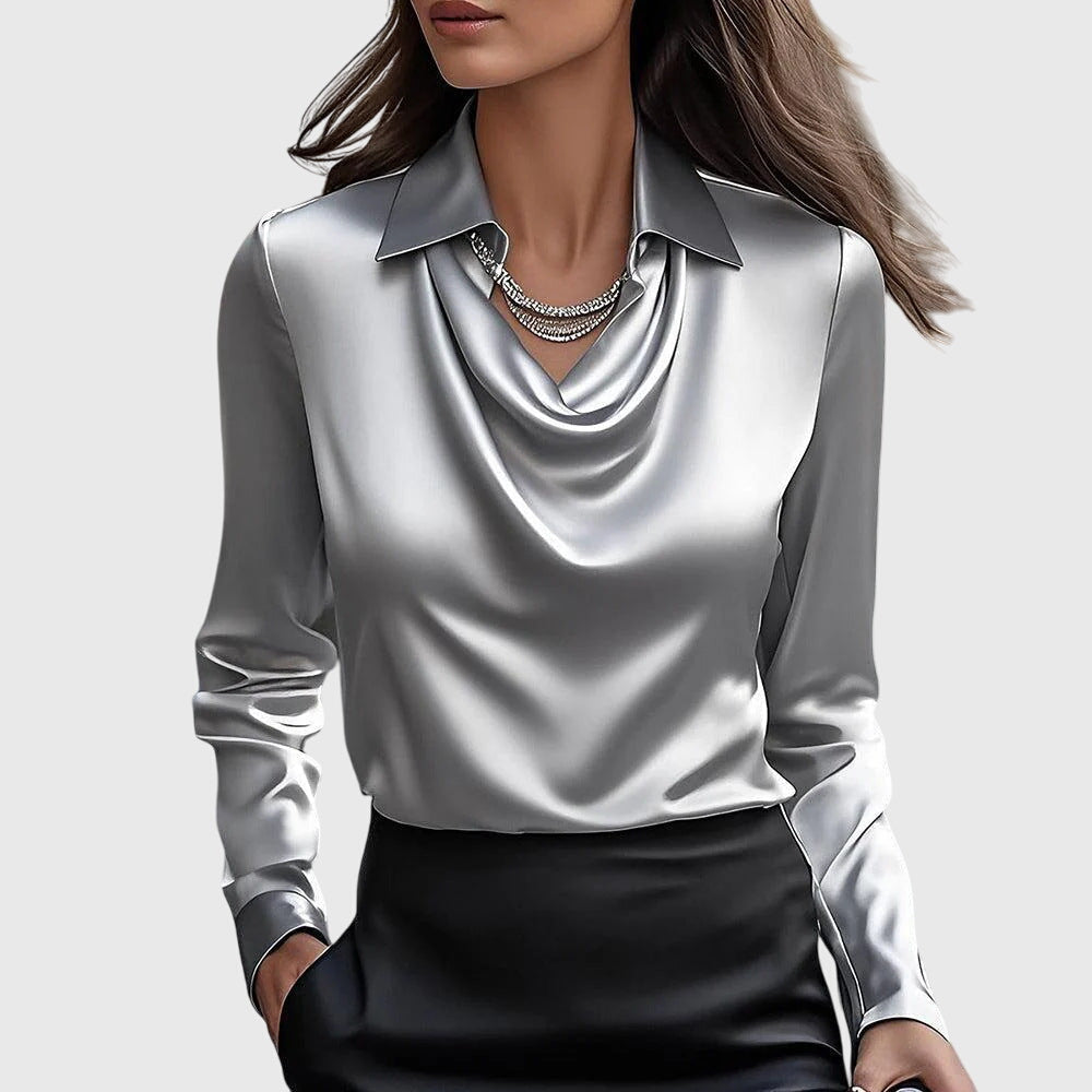 Kvinnors Blus med Draperad Hals 1
