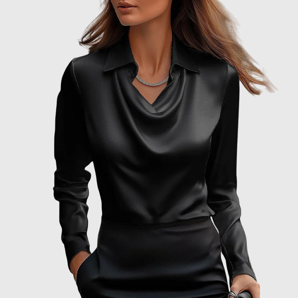 Kvinnors Blus med Draperad Hals 2