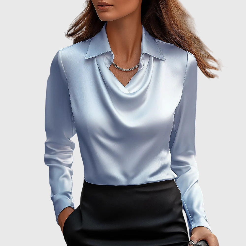 Kvinnors Blus med Draperad Hals 3