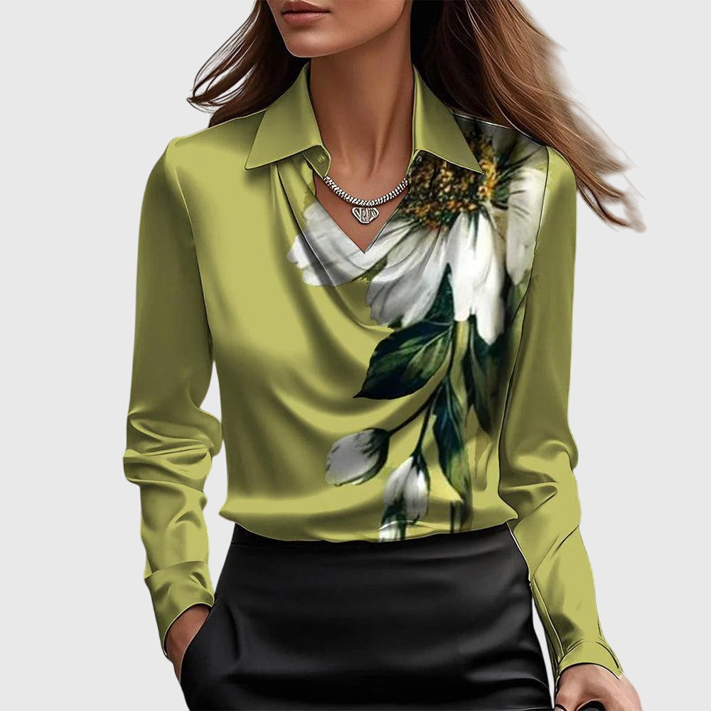 Kvinnors Blus med Draperad Hals 6