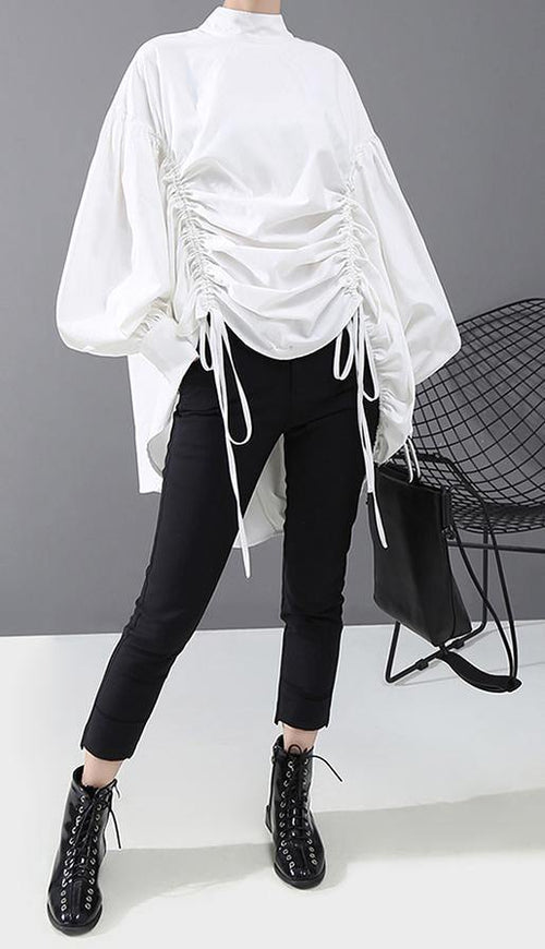 Kvinnors Blus med Lantern Sleeve Casual Stil 0