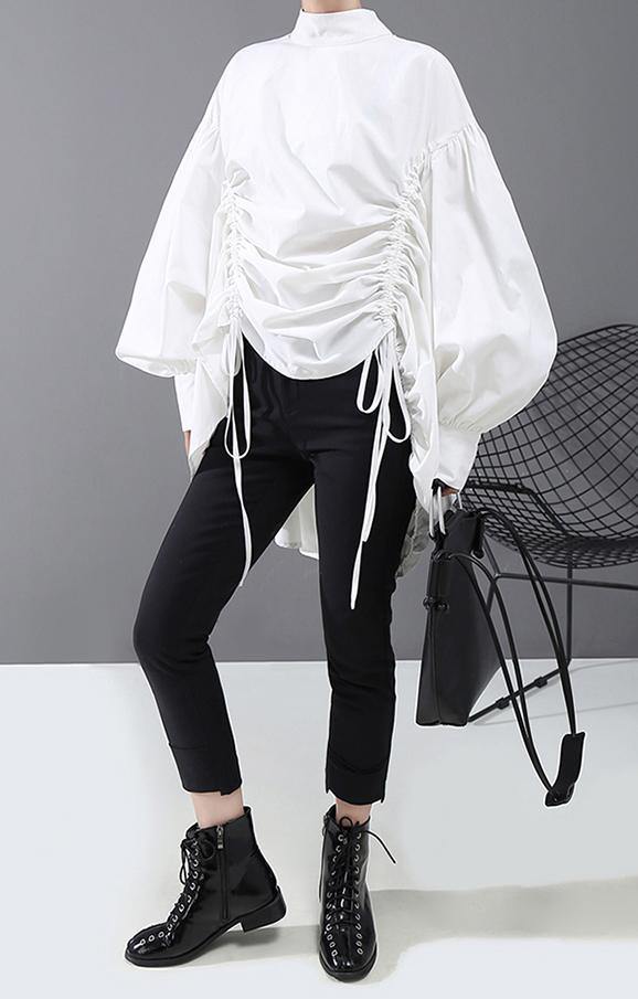 Kvinnors Blus med Lantern Sleeve Casual Stil 1