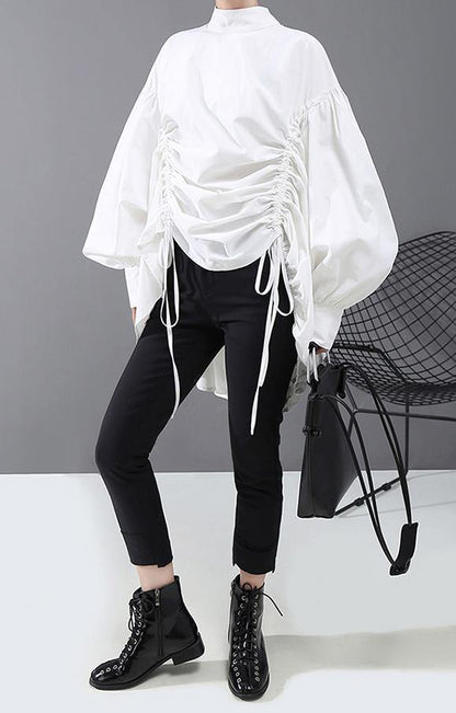 Kvinnors Blus med Lantern Sleeve Casual Stil 1